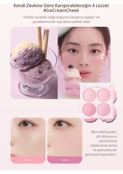 Karıştırılabilir Renk Tonlarına Sahip 4lü Allık Dasıque Blending Mood Cheek (#08 Blueberry Sorbet)