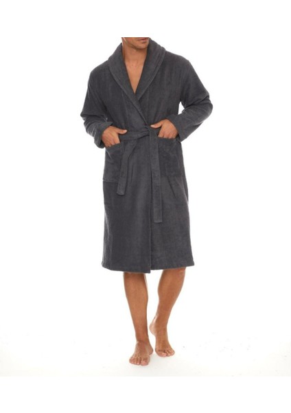 Erkek Havlulu Banyo Bornoz Takımı %100 Pamuklu Antrasit indirimleri