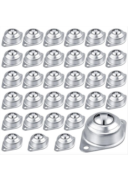 30PCS Roller Top Transferi Yatağı, 1/2 Inç Karbon Çelik Bilyalı Tekerlekler, Konveyör Için Monte Edilmiş Yuvarlak Bilyalı Transfer Ünitesi (Yurt Dışından)