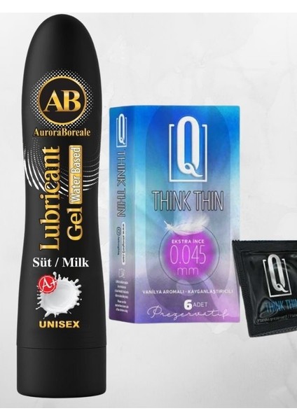 Auroraboreale Ab Yenilebilir A+Süt Aromalı Yenilebilir Kayganlaştırıcı Jel Q Think Thin Ekstra Ince Prezervatif QWP9CCUJ776