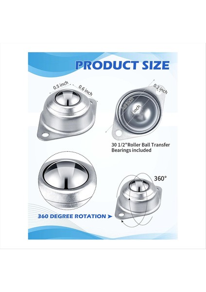 30PCS Roller Top Transferi Yatağı, 1/2 Inç Karbon Çelik Bilyalı Tekerlekler, Konveyör Için Monte Edilmiş Yuvarlak Bilyalı Transfer Ünitesi (Yurt Dışından) modelleri