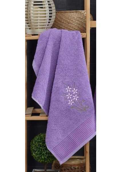 Kadın Havlulu Banyo Bornoz Takımı Lavanta %100 Pamuklu modelleri