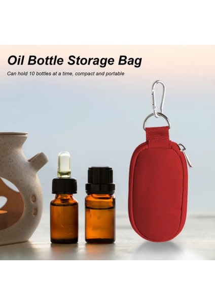 Kırmızı Uygun Polyester Yerden Tasarruf Sağlayan 10 Izgaralar Uçucu Yağ Şişesi Saklama Çantası Organizatör Kılıfı Seyahat Malzemeleri (Yurt Dışından) fırsatları