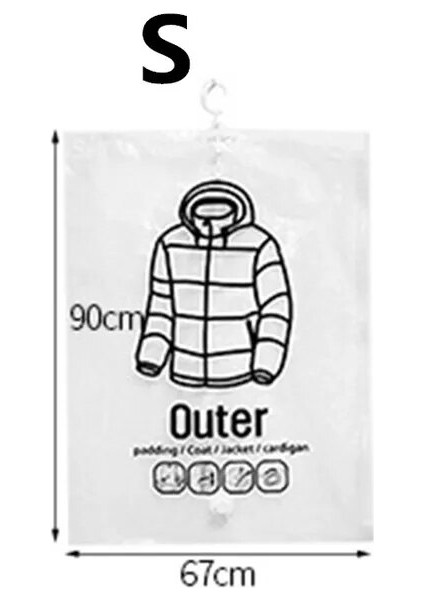 S 90CMX67CM Yerden Tasarruf Asılı Vakum Torbası Elbise Elbise Anti-Toz Dolap Saklama Çantası Mühür Sıkıştırma Organizatör Askı ile (Yurt Dışından)