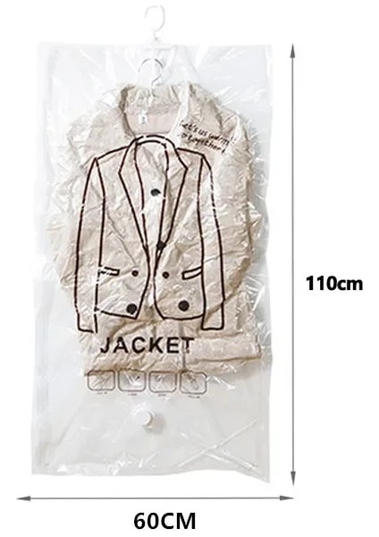 60X110CM Asılı Askı Vakum Torba Dolabı Temizle Organizatör Giysi Saklama Sıkıştırılmış S Uzay 1 Adet Mühür Dolap Tasarrufu (Yurt Dışından)