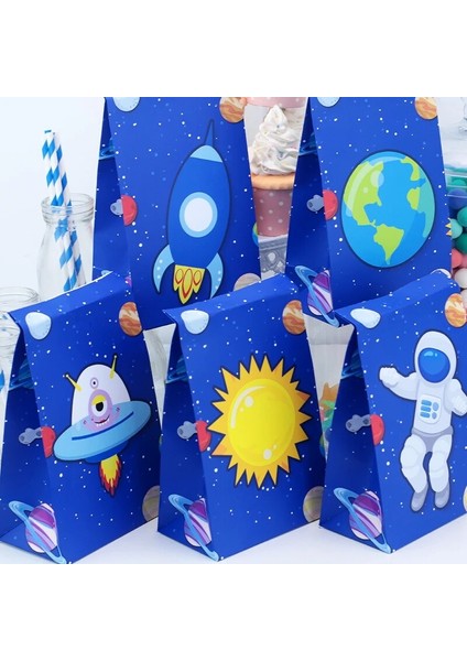 Space-G-5 Adet Uzay Astronot Parti Malzemeleri Davetiyeleri Hediye Kutusu Banner Saman Hediye Çantası Kek Topper Su Şişesi Doğum Günü Partisi Dekorasyon (Yurt Dışından) modelleri