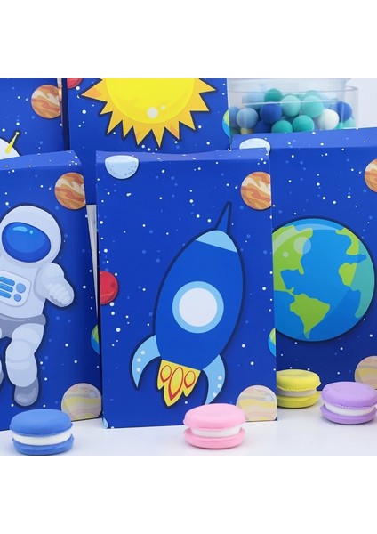 Space-G-5 Adet Uzay Astronot Parti Malzemeleri Davetiyeleri Hediye Kutusu Banner Saman Hediye Çantası Kek Topper Su Şişesi Doğum Günü Partisi Dekorasyon (Yurt Dışından) indirimleri