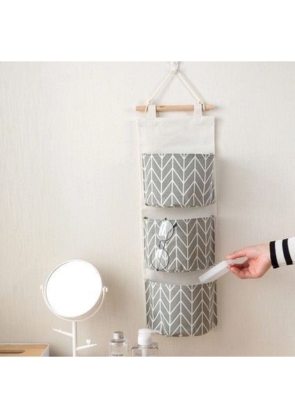 Gri Asılan Saklama Çantası Pamuk 3 Cepler Su Geçirmez Iç Çorap Organizatör Yerden Tasarruf Kozmetik Organizatör Çeşitli Çantalar (Yurt Dışından) fırsatları