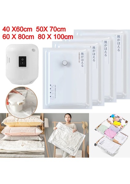 Set 6 Vakum Saklama Torbaları Sıkıştırılmış Çanta Elektrikli Pompa Yerden Tasarruf Sıkıştırma Seyahat Mühür Organizatör Giysi Yastıklar Yatak Dolap (Yurt Dışından) fırsatları