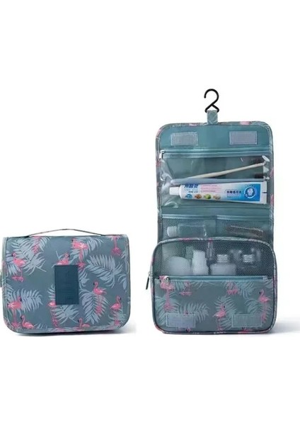 Kuş Mavi Yerden Tasarruf Sağlayan Seyahat Kozmetik Çantası Bayanlar Su Geçirmez Kozmetik Çantası Yıkama Saklama Çantası Asılı Kuru ve Islak Ayırma Saklama Çantası (Yurt Dışından)