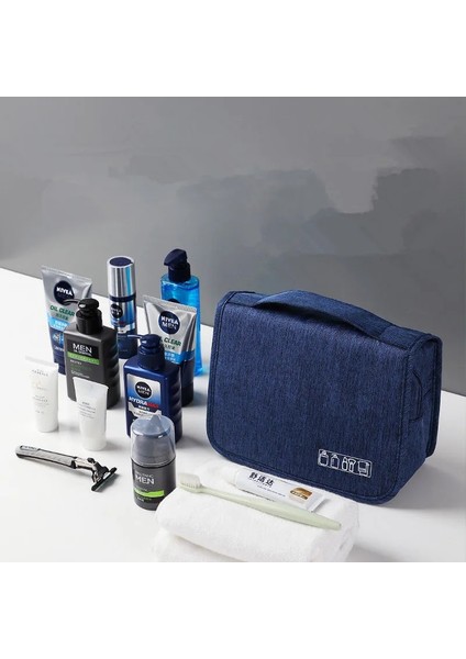 Kuş Mavi Yerden Tasarruf Sağlayan Seyahat Kozmetik Çantası Bayanlar Su Geçirmez Kozmetik Çantası Yıkama Saklama Çantası Asılı Kuru ve Islak Ayırma Saklama Çantası (Yurt Dışından) indirimleri