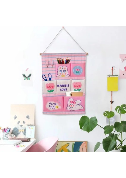 Pembe Duvar Asma Saklama Çantası Duvar Kapı Asılı Nem Geçirmez Çeşitli Eşyalar Depolama Yatak Odası Için Çok Cepli Space Saver Depolama (Yurt Dışından) indirimleri