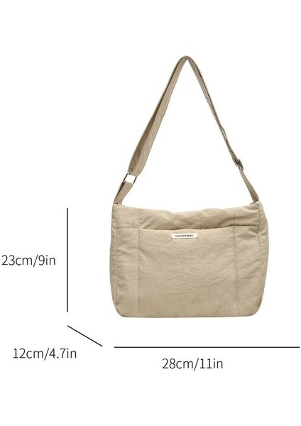 Bej Yeni Moda Uzay Yastıklı Pamuk Kadın Omuz Çantaları Kış Naylon Aşağı Kapitone Shopper Askılı Çanta Kadın Crossbody Çanta Kılıfı (Yurt Dışından)