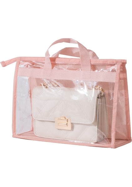 Pembe L Kadın Temizle Çanta Pvc Çanta Dolap Yerden Tasarruflu Saklama Kutusu Organizatör Çanta Koruyucu Tutucu Fermuar ve Saplı (Yurt Dışından)