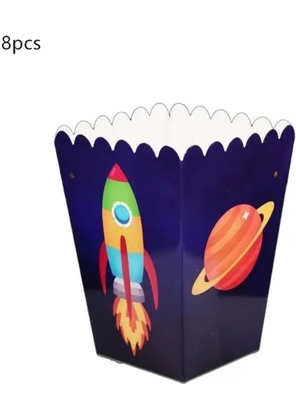 Patlamış Mısır Kutusu 8 Adet Patlamış Mısır Kutusu Çocuklar Için Astronot Uzay Gemisi Güneş Uzay Doğum Günü Partisi Bebek Duş Parti Malzemeleri Hediye Çantası Aperatif Dekorasyon (Yurt Dışından)