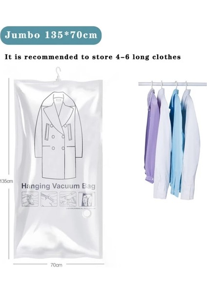 135X70CM Sadece 1 El Pompası Asılı Elbise Vakum Saklama Çantası Kalınlaşmak Anti-Toz Ev Organizatör Ceket, Takım Elbise, Gece Elbisesi Için Dolap Alanından Tasarruf Çantaları (Yurt Dışından)