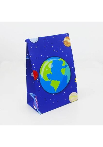 SPACE-0507-L-5 Adet Uzay Doğum Günü Partisi Kağıt Torbalar Hediye Çantası Şeker Hediyeler Için Favor Kutusu Astronotlar Roket Evren Temalı Etkinlik Ikram Çantası Özel (Yurt Dışından)