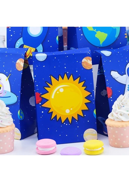 SPACE-0507-L-5 Adet Uzay Doğum Günü Partisi Kağıt Torbalar Hediye Çantası Şeker Hediyeler Için Favor Kutusu Astronotlar Roket Evren Temalı Etkinlik Ikram Çantası Özel (Yurt Dışından) indirimleri