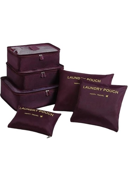 Şarap Kırmızı 6 Adet/takım Seyahat Saklama Torbaları Kalınlaşma Kozmetik Ambalaj Torbaları Su Geçirmez Katlanabilir Yerden Tasarruf Çarşaflar Iç Çamaşırı Ayakkabı Çorap (Yurt Dışından)