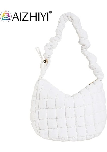 Yeşil Kadın Crossbody Çanta Pilili Bulut Kapitone Onay Bayan Çanta Uzay Pamuk Moda Basit Büyük Kapasiteli Rahat Alışveriş Çantası (Yurt Dışından) indirimleri