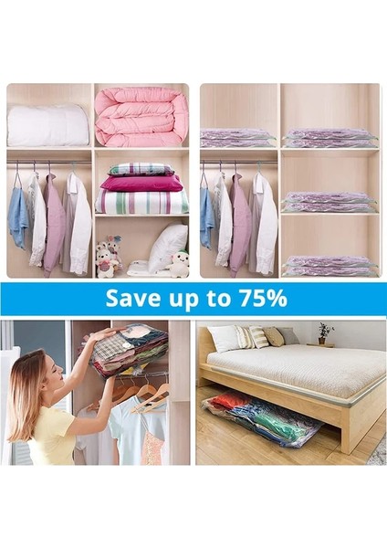 80X100CM Vana ile Şeffaf Sınır Katlanır Sıkıştırılmış Organizatör Seyahat Yerden Tasarruf Mühür Paket Vakum Torbaları Giysi Saklama Çantası (Yurt Dışından) fırsatları