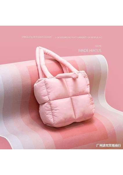Pembe Kış Kadın Uzay Pamuk Çanta ve Çanta Rahat Bayanlar Omuz Çantaları Moda Kabarık Aşağı Alışveriş Tote Bolsas Kesesi (Yurt Dışından)