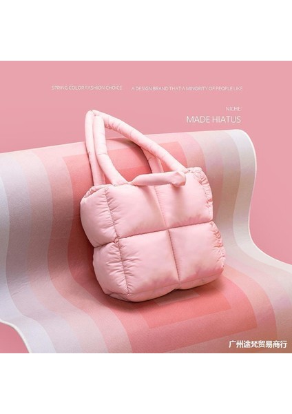 Pembe Kış Kadın Uzay Pamuk Çanta ve Çanta Rahat Bayanlar Omuz Çantaları Moda Kabarık Aşağı Alışveriş Tote Bolsas Kesesi (Yurt Dışından) fiyatları