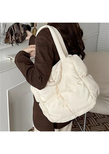 Pembe Kış Kadın Uzay Pamuk Çanta ve Çanta Rahat Bayanlar Omuz Çantaları Moda Kabarık Aşağı Alışveriş Tote Bolsas Kesesi (Yurt Dışından) fırsatları
