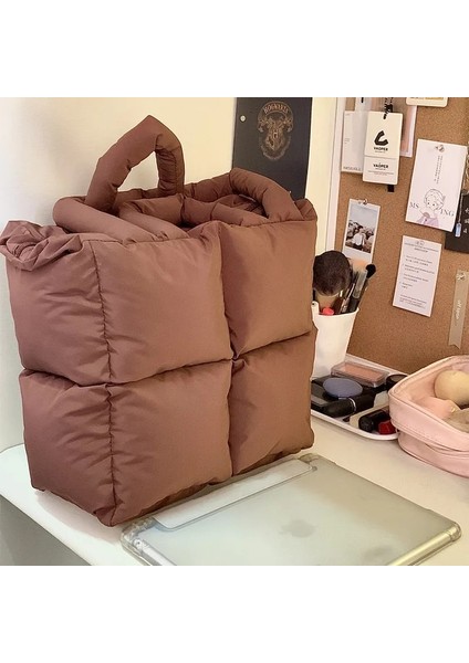 Pembe Kış Kadın Uzay Pamuk Çanta ve Çanta Rahat Bayanlar Omuz Çantaları Moda Kabarık Aşağı Alışveriş Tote Bolsas Kesesi (Yurt Dışından) indirimleri