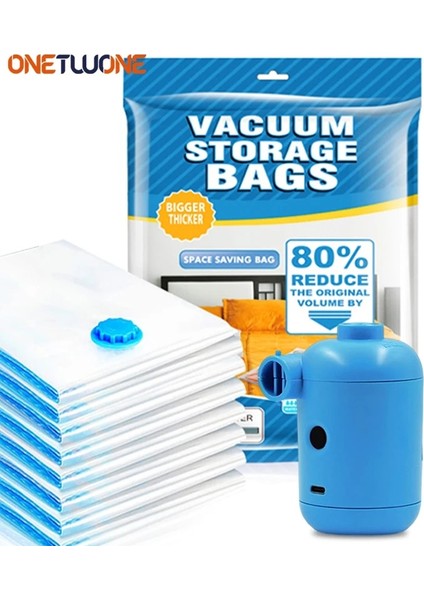 1 Adet 80X100CM Vakum Saklama Torbaları USB ile Elektrikli Vakum Pompası Giysi, Yatak, Yastık, Havlu, Battaniye, Uzay Tasarrufu Seyahat Vakum Torbası Depolama (Yurt Dışından) fiyatları