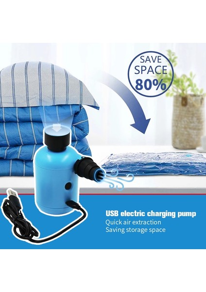 1 Adet 80X100CM Vakum Saklama Torbaları USB ile Elektrikli Vakum Pompası Giysi, Yatak, Yastık, Havlu, Battaniye, Uzay Tasarrufu Seyahat Vakum Torbası Depolama (Yurt Dışından) indirimleri