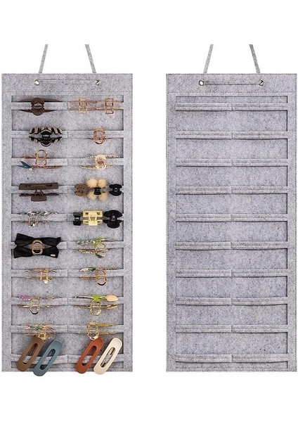 Gri 80X35 cm Saç Fiyonkları Organizatör Duvar Asılı Büyük Kapasiteli Kafa Bandı Tutucu Saç Klip Depolama Askı Uzay Tasarruflu Saç Aksesuarı Saklama (Yurt Dışından)