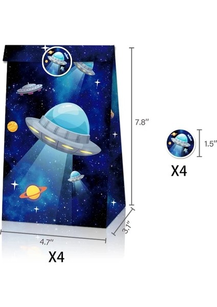 Stil 3 20X12X8 cm 8/30 Adet Setleri Astronot Hediye Çanta Çıkartmalar Dış Uzay Parti Evren Serisi Doğum Günü Partisi Süslemeleri Bebek Duş Malzemeleri (Yurt Dışından)