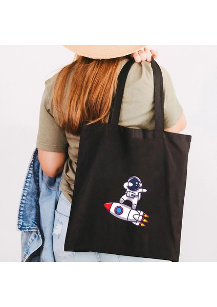 W22 35X40 cm Sevimli Ay Uzay Astronot Gezegen Satürn Yıldız Kedi Domuz Corgi Evren Kadın Kanvas Omuz Çantası Pamuk Alışveriş Plaj Çanta (Yurt Dışından) modelleri