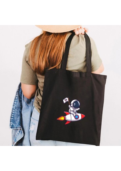 W22 35X40 cm Sevimli Ay Uzay Astronot Gezegen Satürn Yıldız Kedi Domuz Corgi Evren Kadın Kanvas Omuz Çantası Pamuk Alışveriş Plaj Çanta (Yurt Dışından) fırsatları