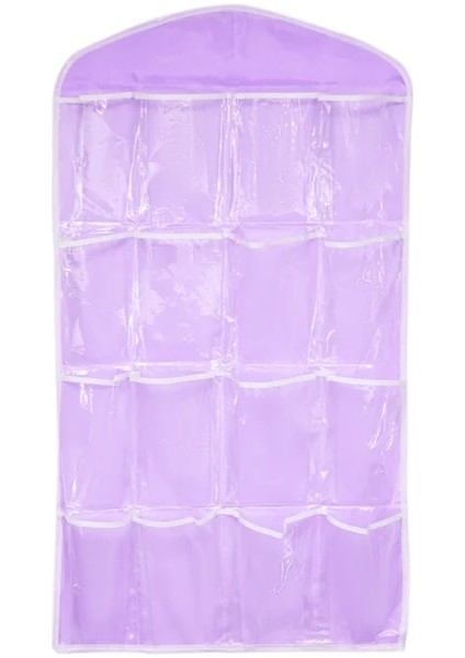 Mor 75X42CM Sıcak 16 Cepler Dolap Cepleri Temizle Asılı Çanta Çorap Sutyen Iç Kırtasiye Raf Askı Depolama Yerden Tasarruf Düzenli Organizatör (Yurt Dışından)