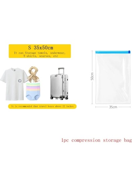 S 35X50CM 1 Adet Elbise Sıkıştırma Saklama Torbaları El Haddeleme Giyim Plastik Vakum Ambalaj Çuval Seyahat Bagaj Bavul Uzay Tasarrufu Çanta (Yurt Dışından)