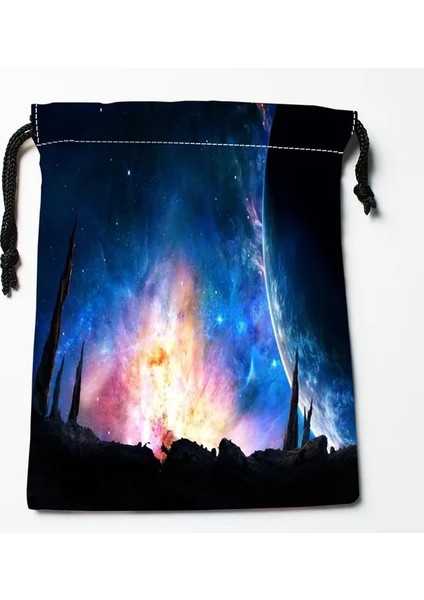 Auburn Yeni Varış Samanyolu Uzay Sanat Ipli Çanta Özel Depolama Baskılı Çanta Tipi Çanta Almak Saklama Torbaları Boyutu 18X22 cm (Yurt Dışından)