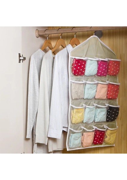 B 78X42CM Sıcak 16 Cepler Dolap Cepleri Temizle Asılı Çanta Çorap Sutyen Iç Kırtasiye Raf Askı Depolama Yerden Tasarruf Düzenli Organizatör (Yurt Dışından)