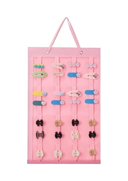 Pembe 50X35CM Saç Fiyonkları Organizatör Duvar Asılı Büyük Kapasiteli Kafa Bandı Tutucu Saç Tokası Depolama Askı Yerden Tasarruf Sağlayan Saç Aksesuarı Depolama (Yurt Dışından)