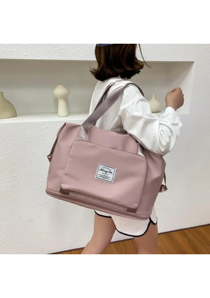 Pembe Katlanabilir Büyük Seyahat Kapasiteli Seyahat Spor Çantası Polyester Çizilmeye Dayanıklı Tote Günlük Yaşam Için Yer Tasarruflu Spor Çantası (Yurt Dışından) fiyatları