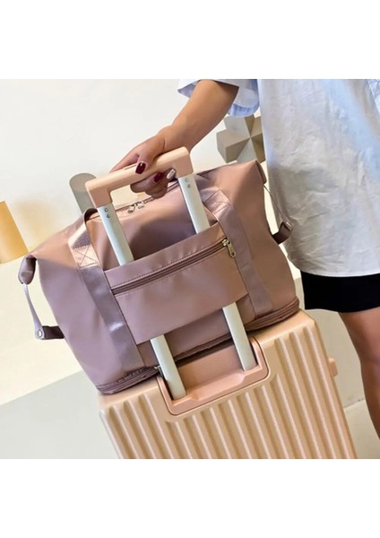 Pembe Katlanabilir Büyük Seyahat Kapasiteli Seyahat Spor Çantası Polyester Çizilmeye Dayanıklı Tote Günlük Yaşam Için Yer Tasarruflu Spor Çantası (Yurt Dışından) fırsatları