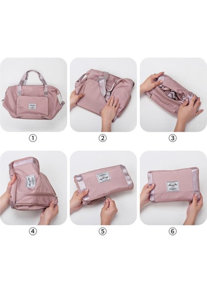 Pembe Katlanabilir Büyük Seyahat Kapasiteli Seyahat Spor Çantası Polyester Çizilmeye Dayanıklı Tote Günlük Yaşam Için Yer Tasarruflu Spor Çantası (Yurt Dışından) indirimleri