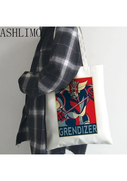 00 Ufo Uzay Robot Goldorak Kadın Alışveriş Çantası Shopper Grendizer Eko Kanvas Goldrake Bolsa De Tela Çanta Tote Çanta Yeniden Kullanılabilir Sacola (Yurt Dışından) fiyatları