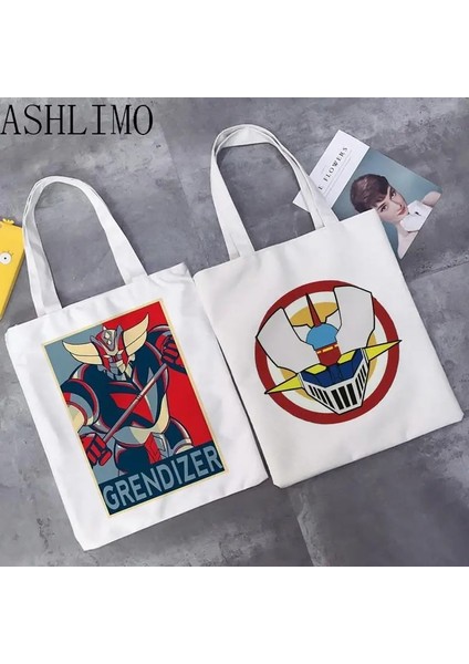 00 Ufo Uzay Robot Goldorak Kadın Alışveriş Çantası Shopper Grendizer Eko Kanvas Goldrake Bolsa De Tela Çanta Tote Çanta Yeniden Kullanılabilir Sacola (Yurt Dışından) indirimleri