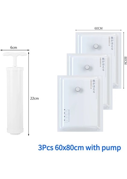 3 Adet 60X80 cm Set Hava Pompası Sıkıştırılmış Torba Elektrikli Pompa Seyahat Vakum Torbası Pompası Mini Vakumlama Makinesi Makinesi Space Saver Giysiler Için Gıda Organizatör (Yurt Dışından)