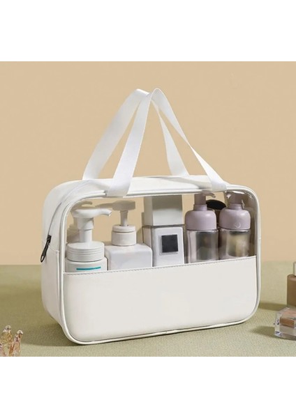Beyaz L Saklama Çantası Kullanışlı Yerden Tasarruflu Iş Gezisi Yıkama Çantası Kozmetik Kabı Için Sap Askısı ile (Yurt Dışından) modelleri