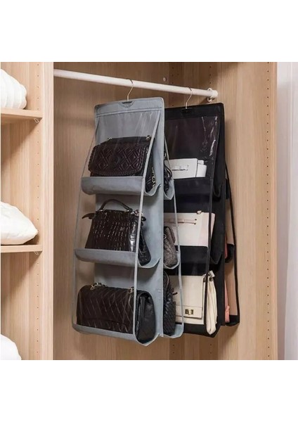 Siyah 8 Cepler Dokunmamış Asılı Saklama Çantası Kapı Arkasında Ev Ayakkabıları Kancalarla Organize Çanta Space Saver Organizatör 117CM * 35CM 1 Adet (Yurt Dışından)