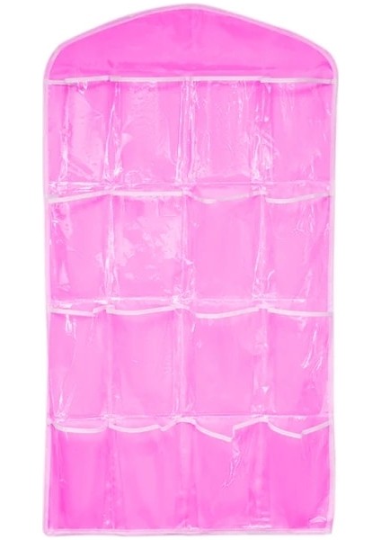 Gül Kırmızı 75X42 cm Sıcak 16 Cepler Dolap Cepleri Temizle Asılı Çanta Çorap Sutyen Iç Kırtasiye Raf Askı Depolama Yerden Tasarruf Düzenli Organizatör (Yurt Dışından)