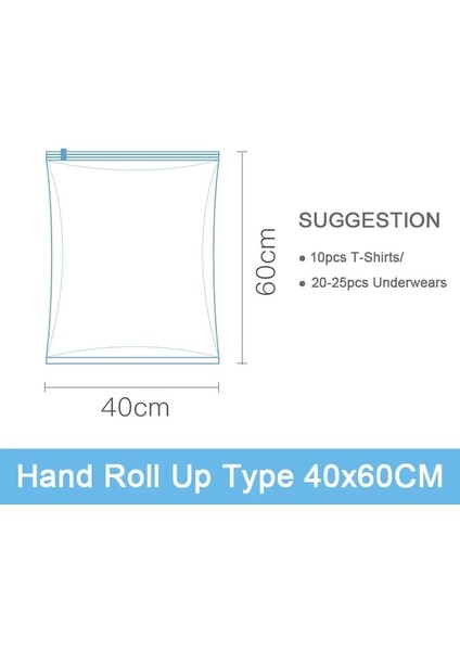 Özel 40X60 cm 1 Parça El Sıkıştırılmış Vakum Saklama Torbası Ev Dolap Organizatör Vakumlu Kapatma Torbaları Giysi Yastıklar Kazak Uzay Tasarrufu Pompaya Gerek Yok (Yurt Dışından)